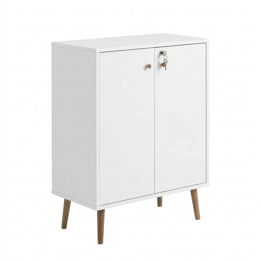 Moderner Aktenschrank in Weiß, kompakte Größe