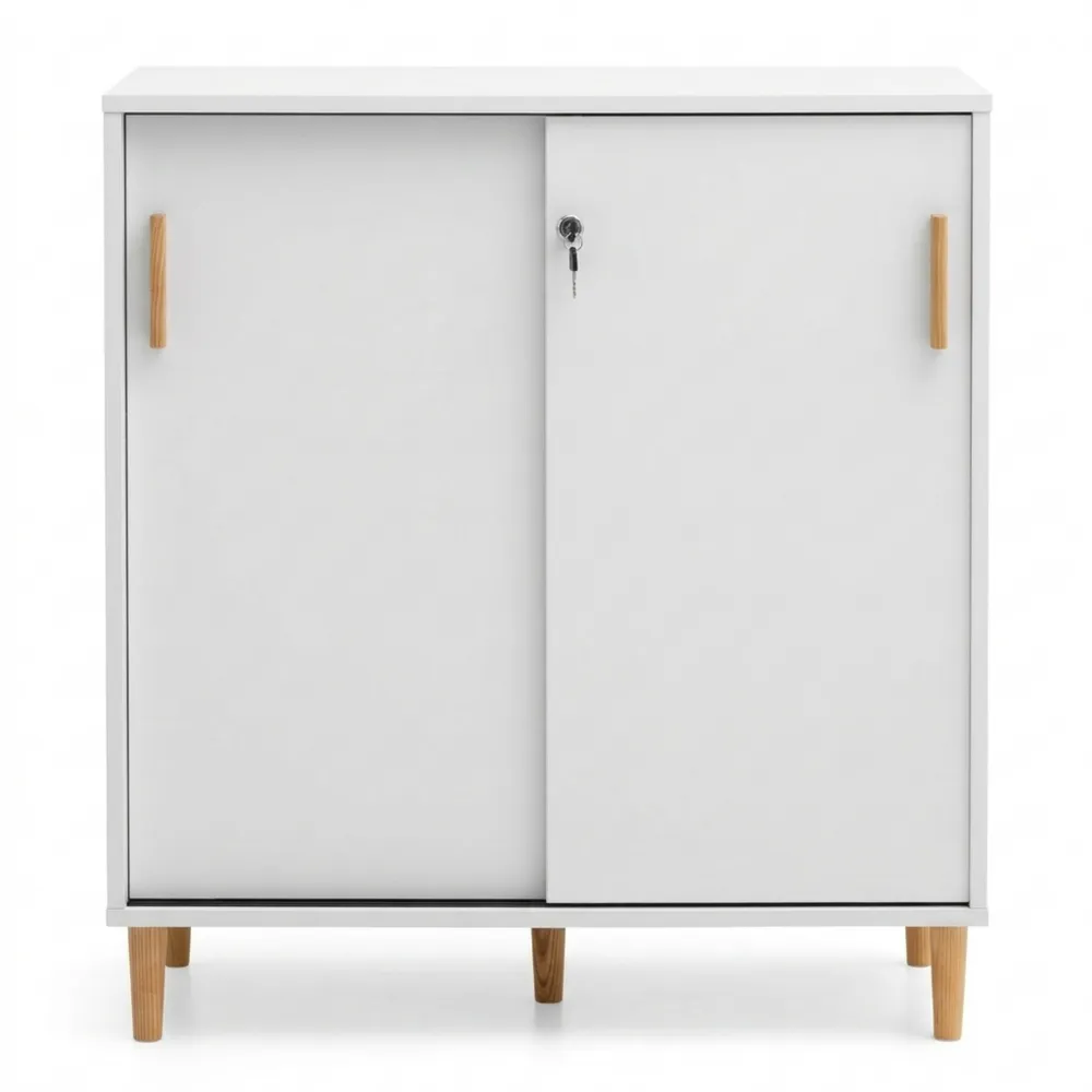 Moderner Aktenschrank in Mattweiß, 80x38x85 cm