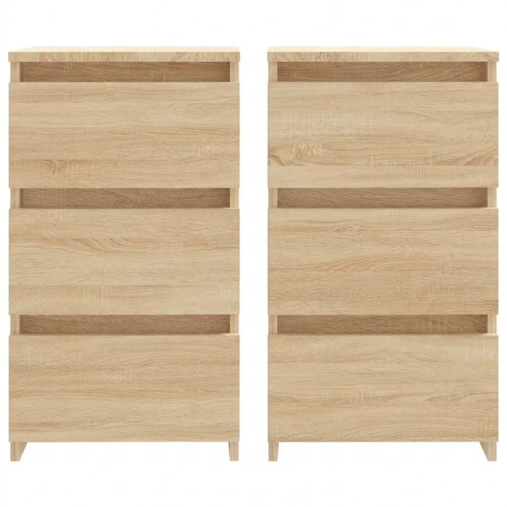 Nachttisch mit 3 Schubladen für Schlafzimmer, Holzoptik Sonoma-Eiche, 40x35x62,5cm