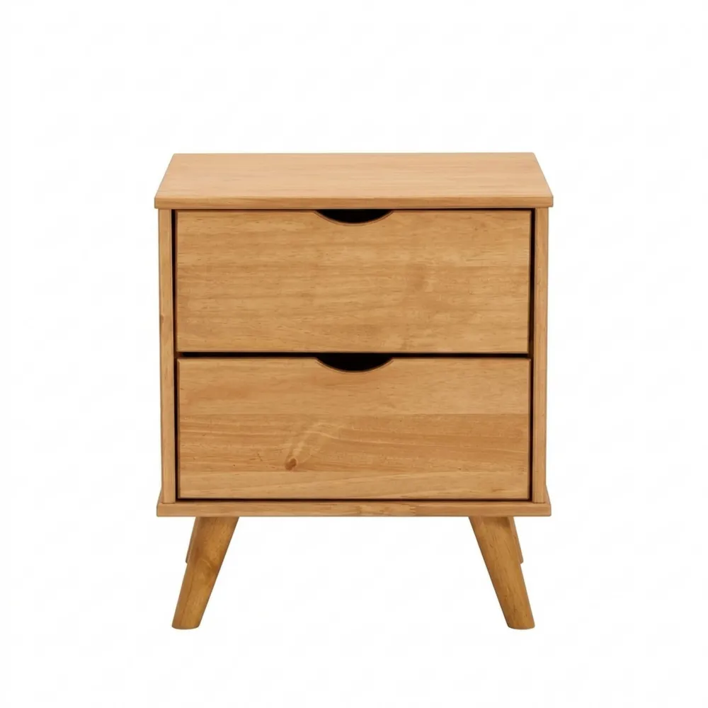 Nachttisch aus Massivholz mit 2 Schubladen
