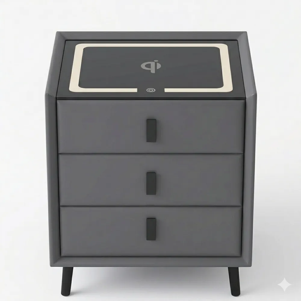 Moderner Nachttisch mit LED-Beleuchtung und Bluetooth