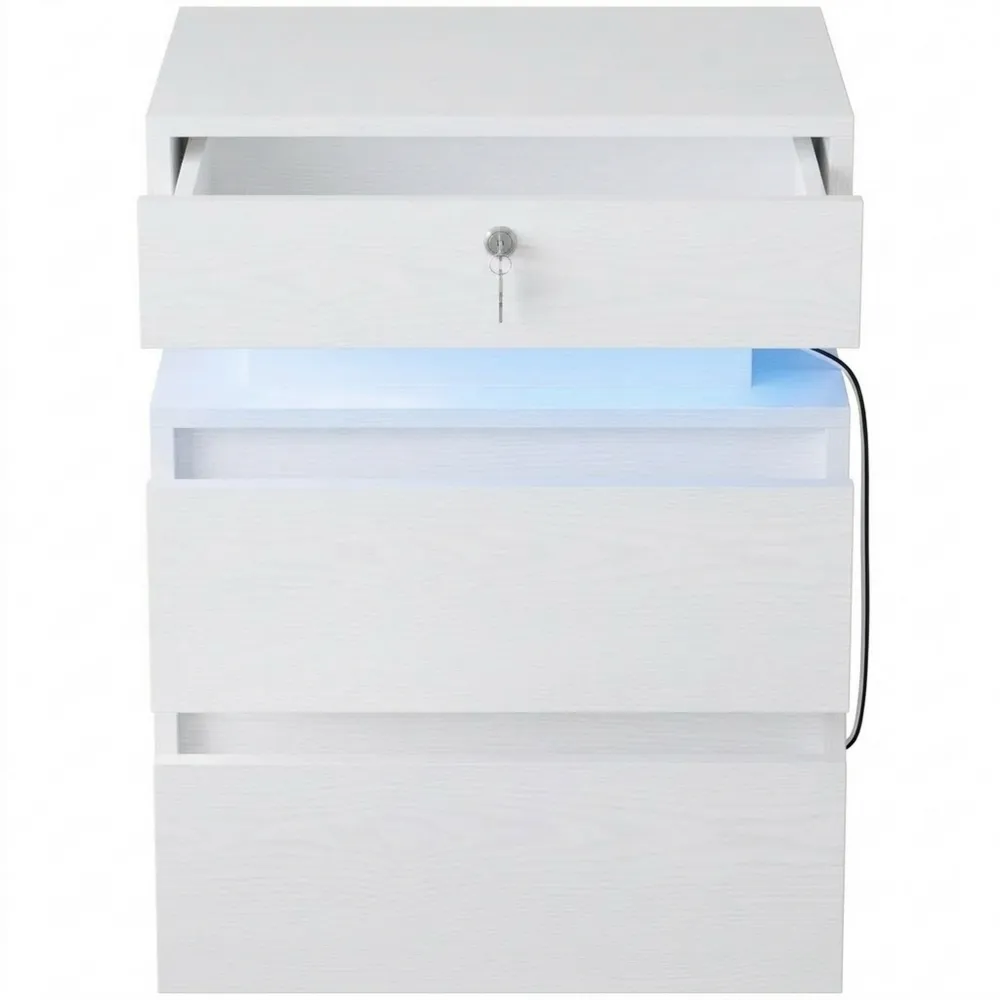 Moderner Nachttisch mit LED-Beleuchtung und USB-Anschlüssen