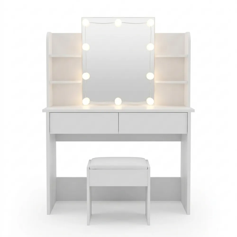 Moderner Schminktisch mit LED-Spiegel und Stauraum