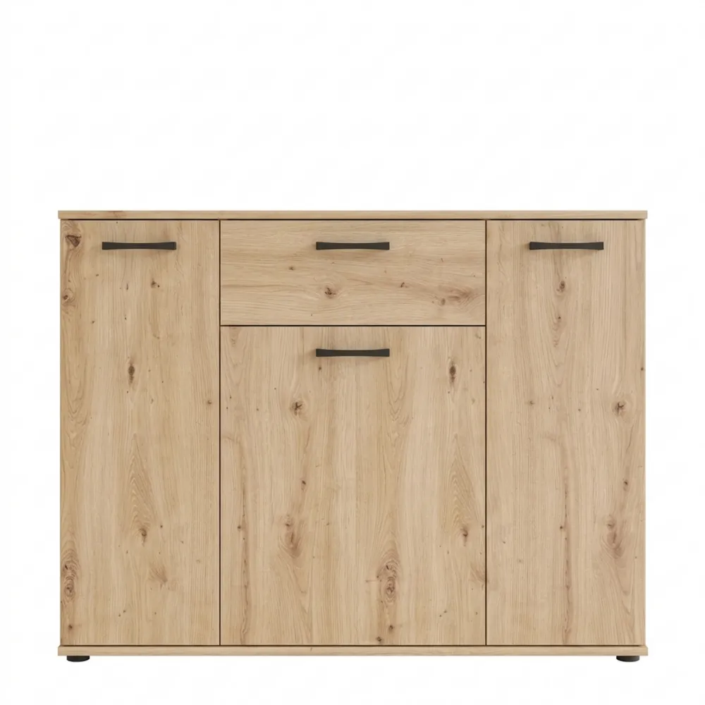 Elegantes Sideboard mit Eiche-Dekor, 3 Türen und Schublade