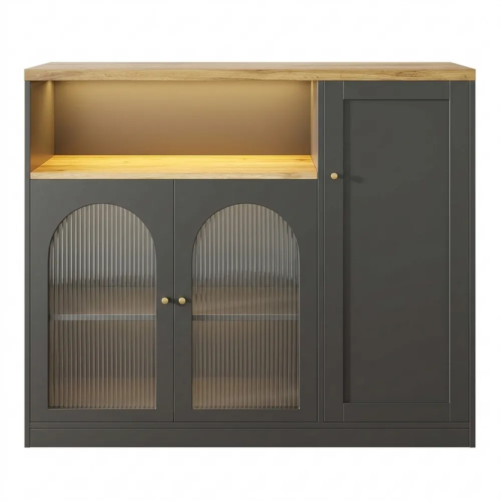 Drehbarer Bartisch mit LED-Licht und Glasschranktür