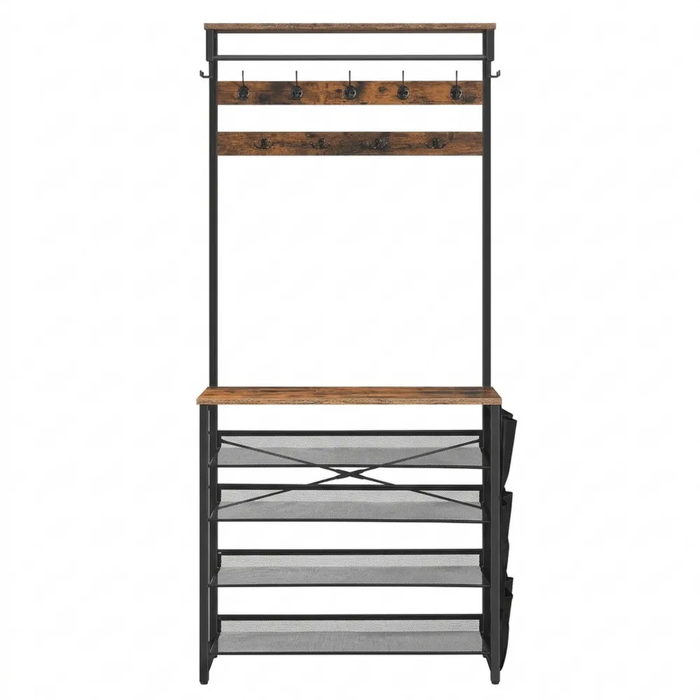 Verstellbarer Kleiderständer mit Schuhablage und Regal