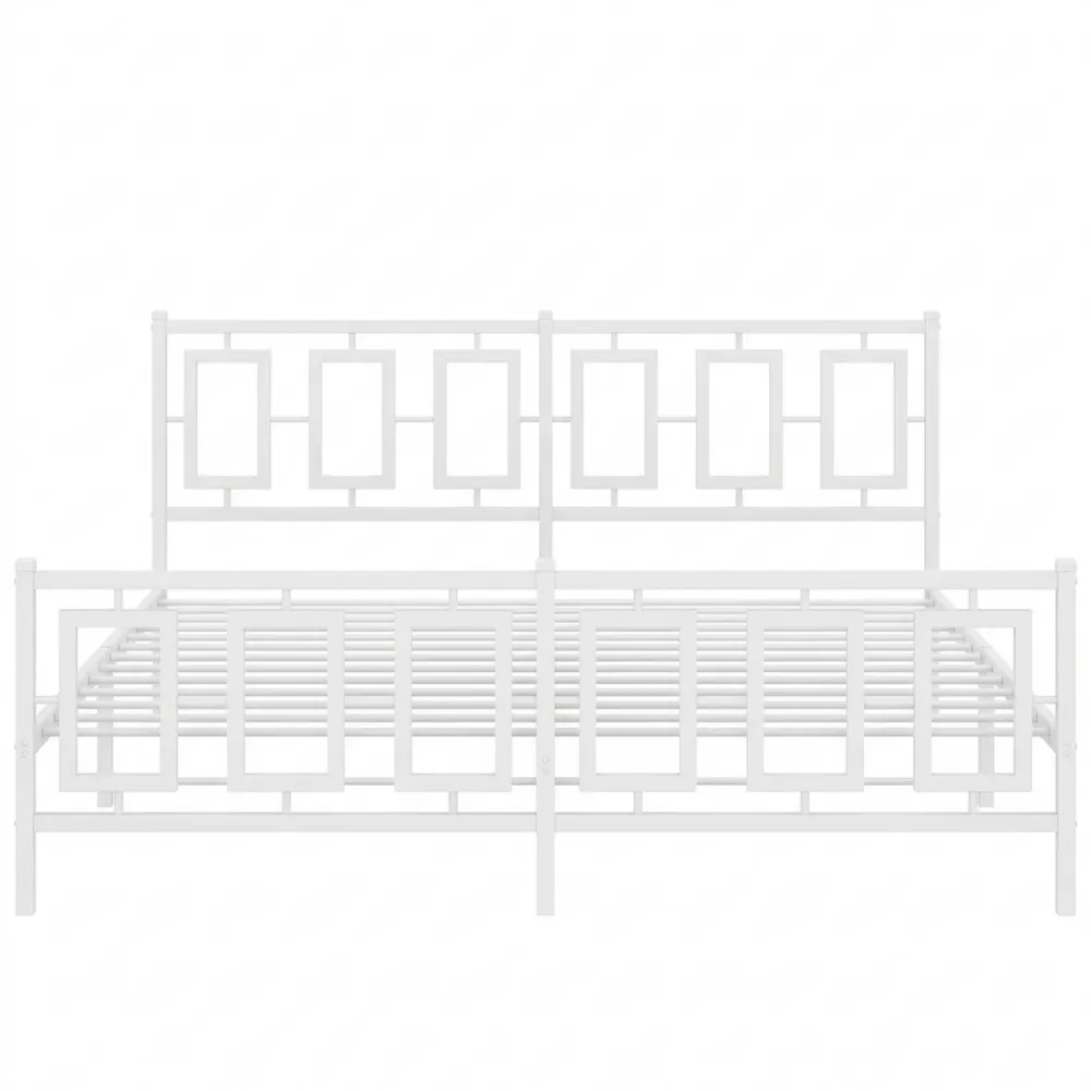 Metallbett mit Kopf- und Fußteil, inklusive Lattenrost, 180x200 cm, Weiß