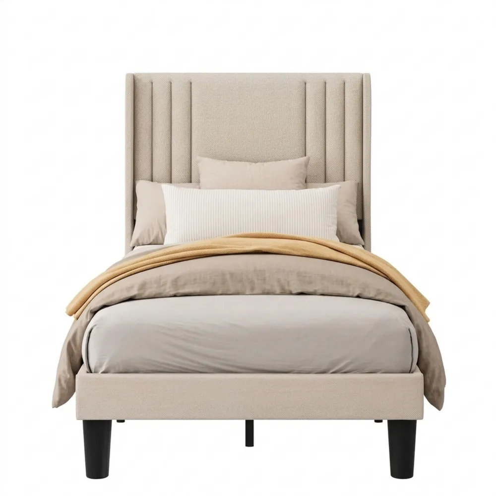 Gepolstertes Einzelbett 90x200 cm mit Holzlattenrost