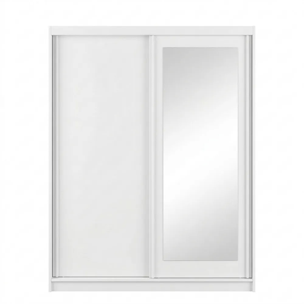 Großer Schwebetürenschrank mit Schiebetüren und Stauraum, Weiß