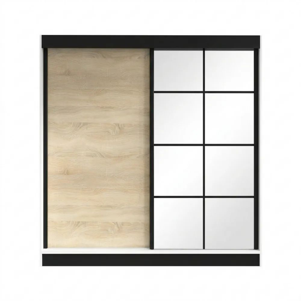 Großer 2-türiger Kleiderschrank mit Spiegel, 160 cm, verschiedene Farben