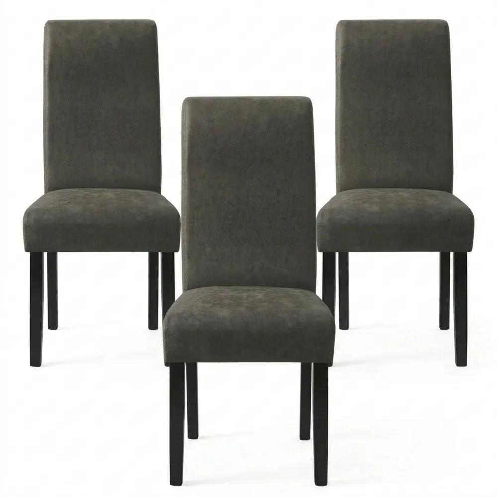 Ergonomische Esszimmerstühle im 6er Set, mit hoher Rückenlehne, Kunstleder, ideal für Esszimmer, Küche oder Wohnzimmer - grau marmoriert