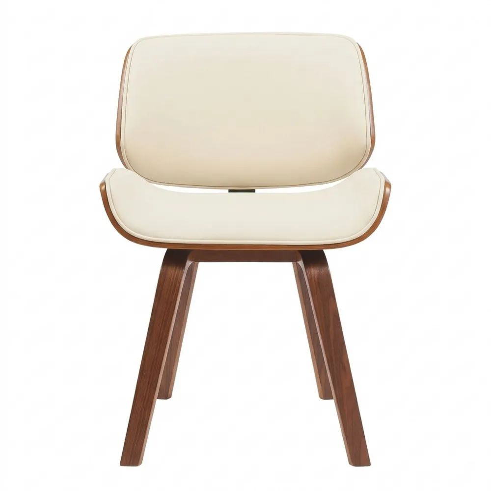 Komfortabler Polsterstuhl mit Kunstlederbezug und Rückenlehne in Walnuss-Creme