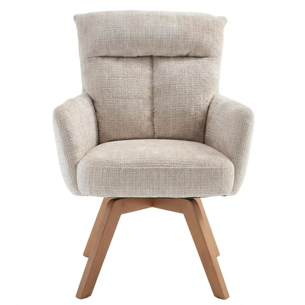 Drehstuhl mit Chenillebezug und Armlehnen im Retrodesign