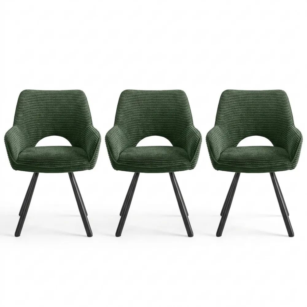 4er Set Drehstuhl mit Armlehne, 360° Drehung, Stoffrückenlehne für Esszimmer, Küche, Schlafzimmer, Grün