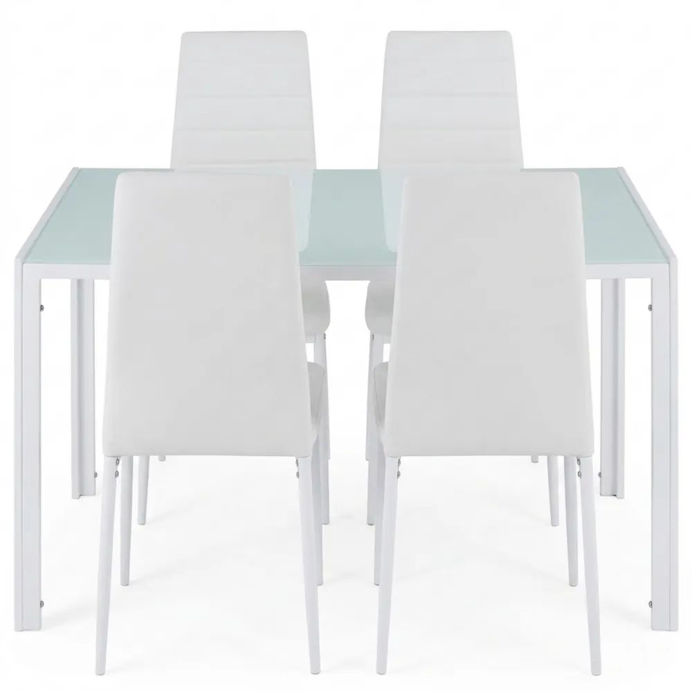 Moderner Esszimmerstuhl-Set mit Sicherheitsglas-Tisch