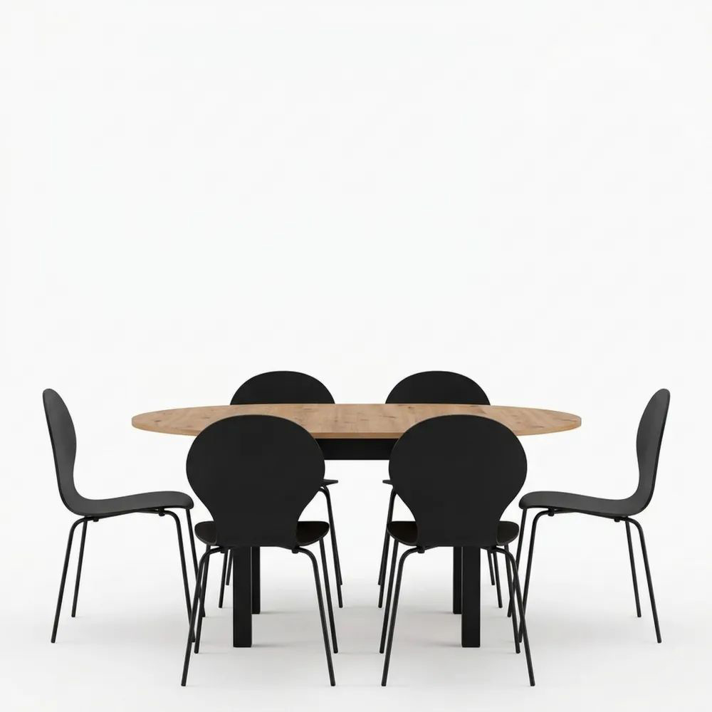 Runder ausziehbarer Esstisch 100-140 cm im skandinavischen Design aus Wildeiche, flexibel für Esszimmer