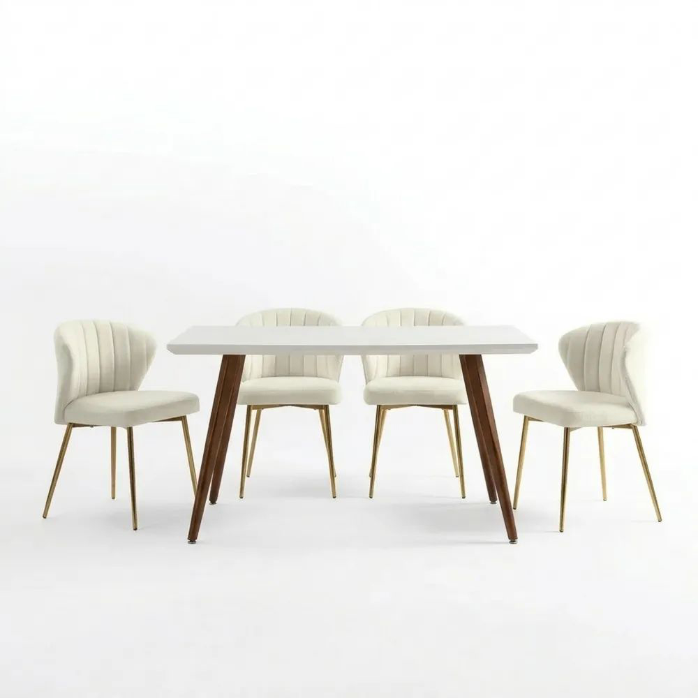 Moderner Esszimmerstuhl im 4er-Set mit Samtbezug und ergonomischer Rückenlehne