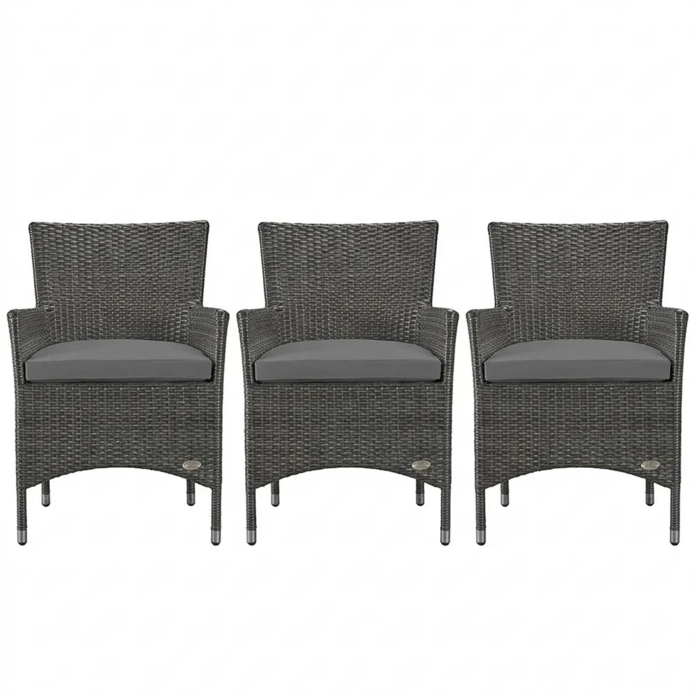 Handgeflochtener Gartenstuhl aus Polyrattan mit verstärktem Aluminiumrahmen, belastbar bis 200 kg, inklusive Sitzkissen