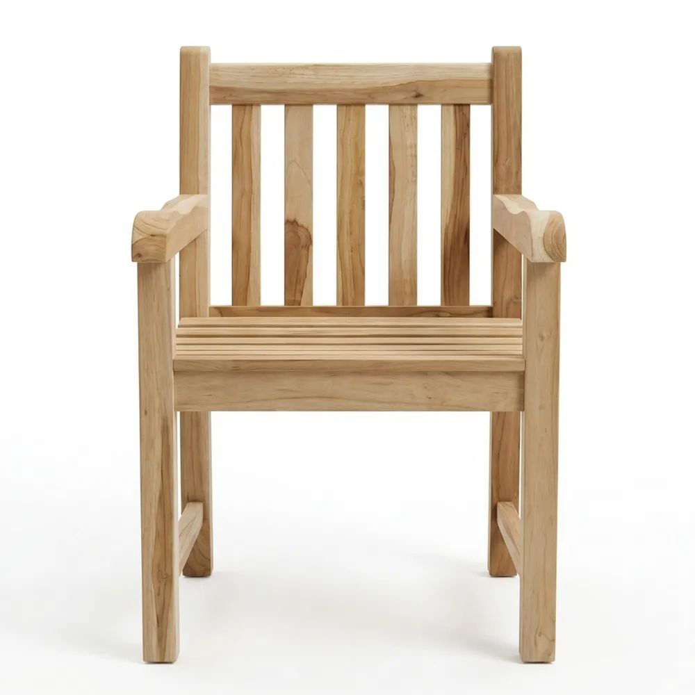 Gartenstuhl aus massivem Teakholz mit Armlehnen für Balkon oder Terrasse