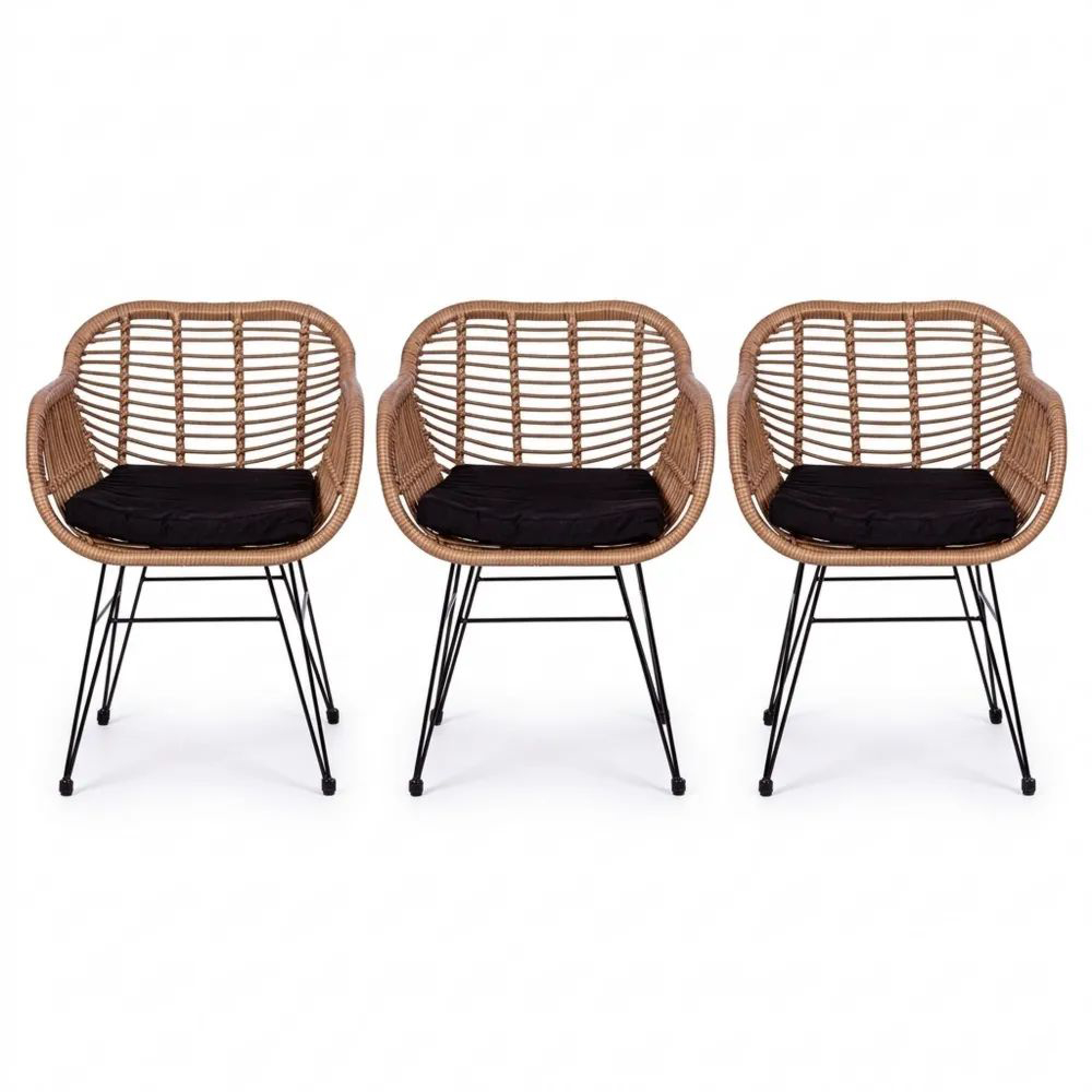 Wetterfeste Rattan-Gartenstühle im 2er-Set für drinnen und draußen