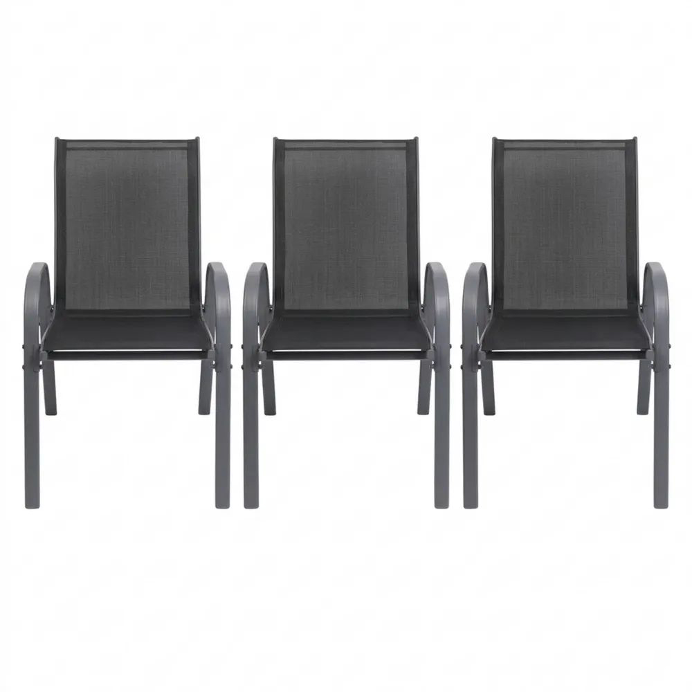 Stapelbare Gartenstühle mit Sitzpolster, Metallrahmen und hoher Belastbarkeit