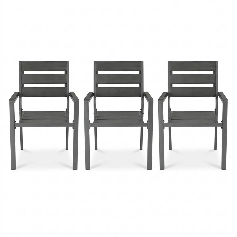 Gartenstühle mit Armlehne, stapelbar, Aluminium