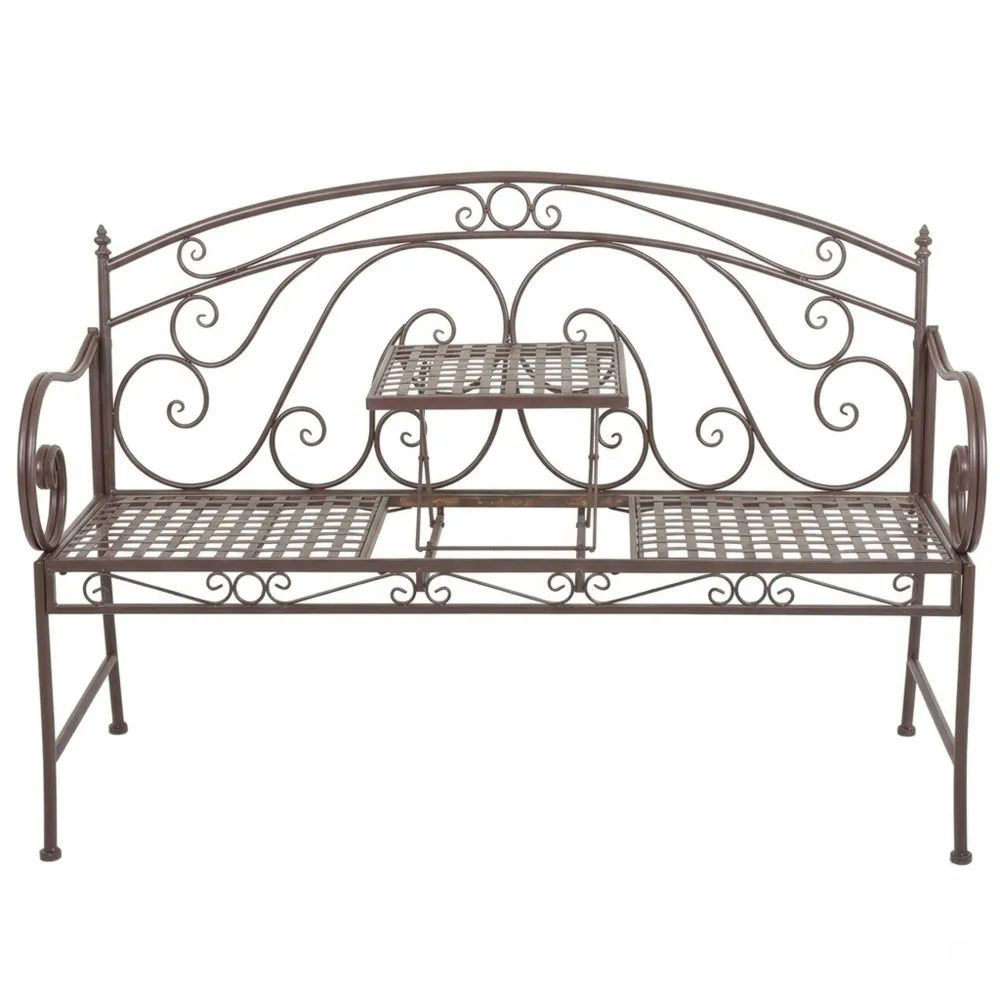 Gartenbank aus Metall mit Klapptisch - 2/3-Sitzer