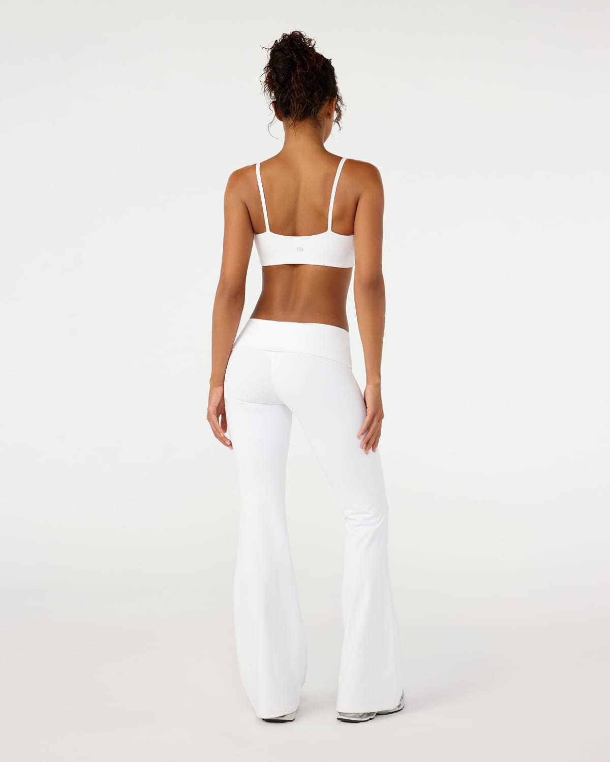 Form Invisible Scrunch Flare Fold Over Leggings | White