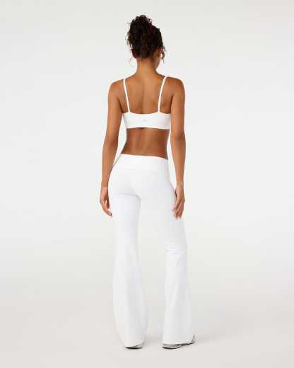 Form Invisible Scrunch Flare Fold Over Leggings | White