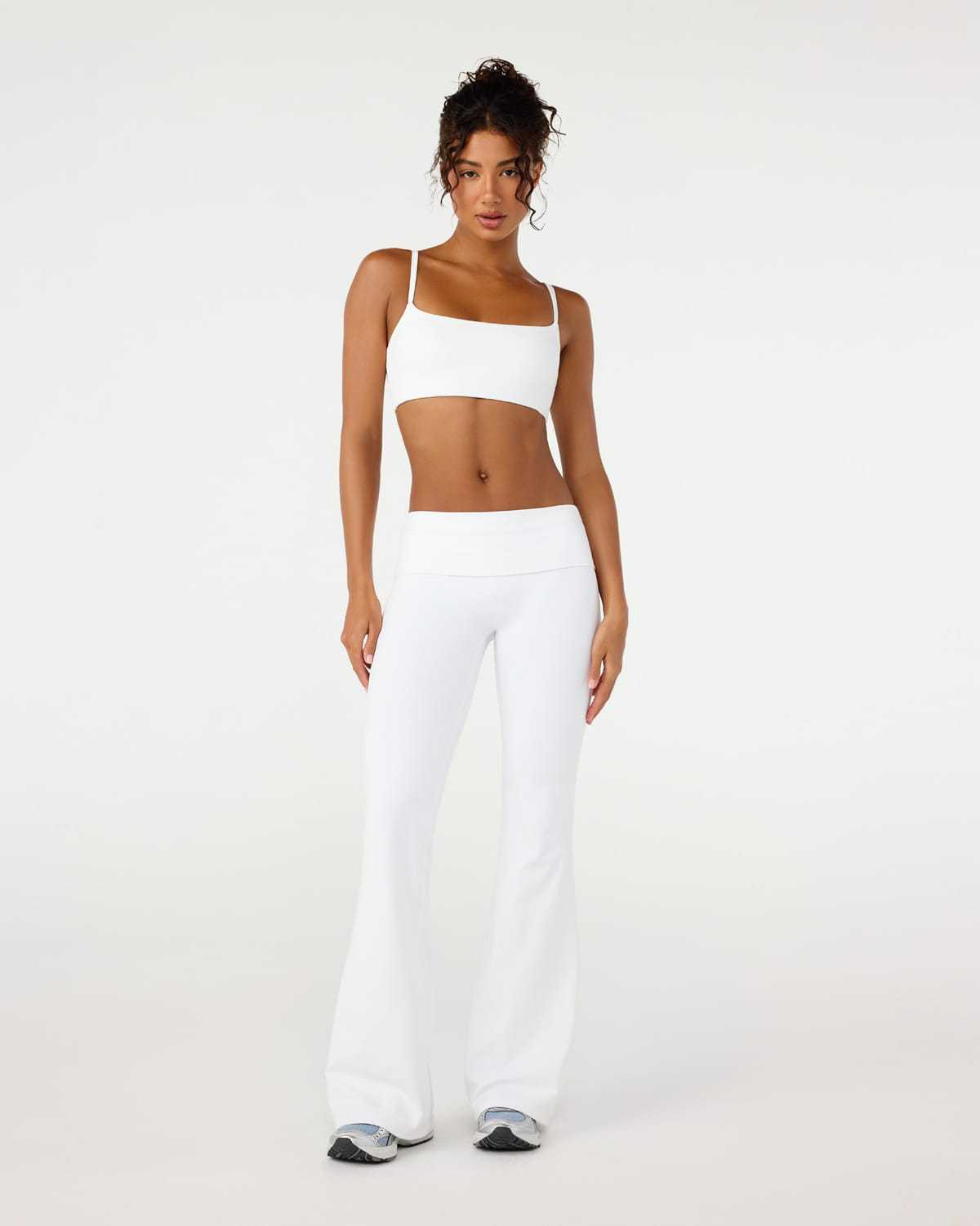 Form Invisible Scrunch Flare Fold Over Leggings | White