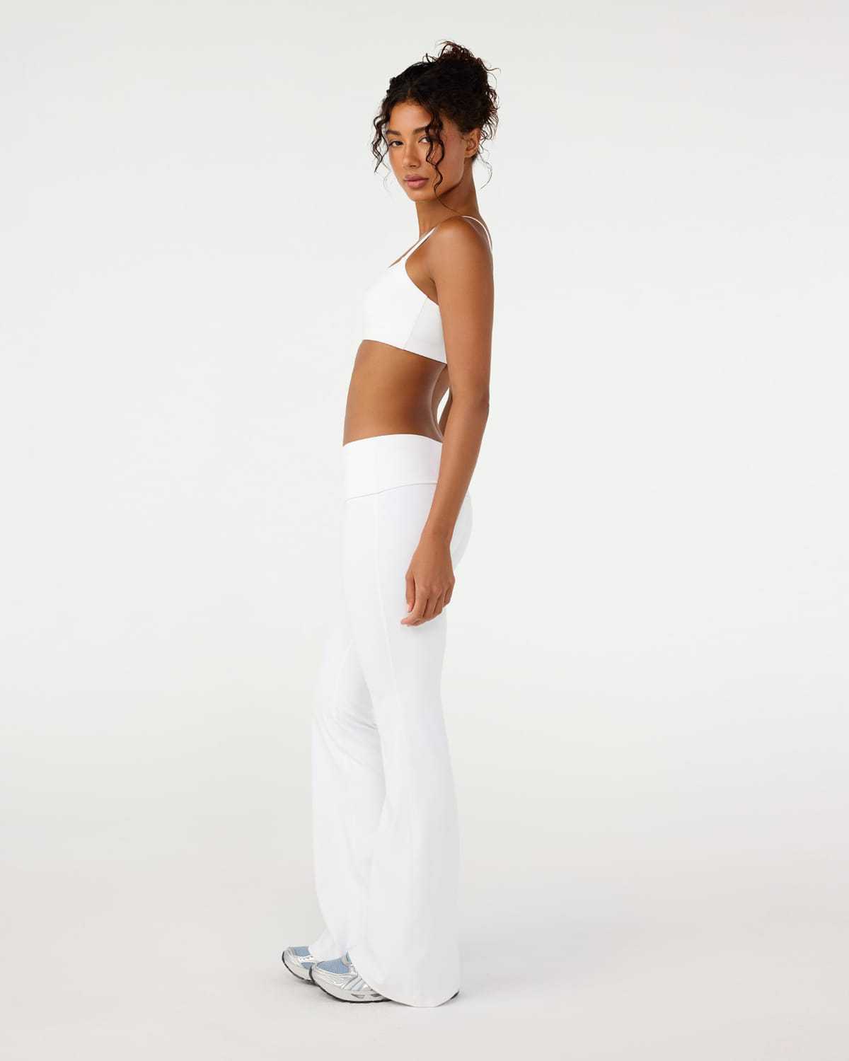 Form Invisible Scrunch Flare Fold Over Leggings | White