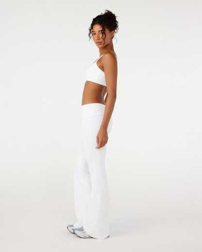 Form Invisible Scrunch Flare Fold Over Leggings | White
