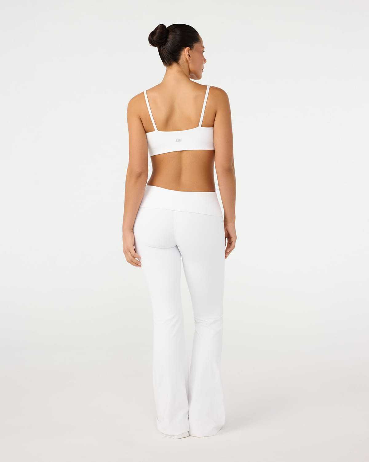 Form Invisible Scrunch Flare Fold Over Leggings | White