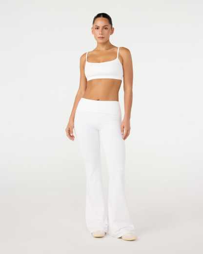 Form Invisible Scrunch Flare Fold Over Leggings | White