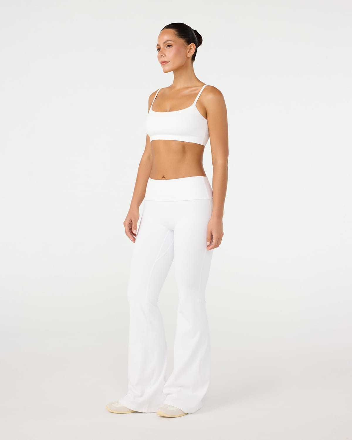 Form Invisible Scrunch Flare Fold Over Leggings | White
