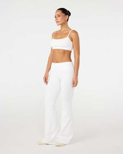 Form Invisible Scrunch Flare Fold Over Leggings | White
