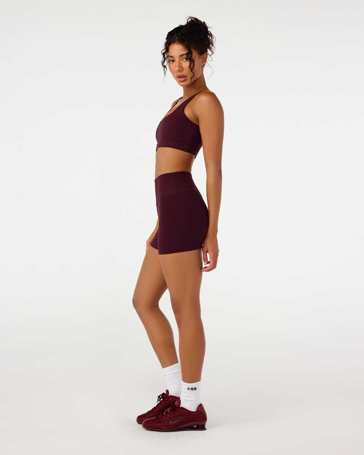 Serenity Soft Invisible Scrunch Shorts 4" | Wine