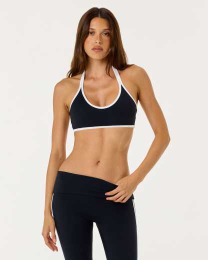 Serenity Halter Crop | Black Two Tone