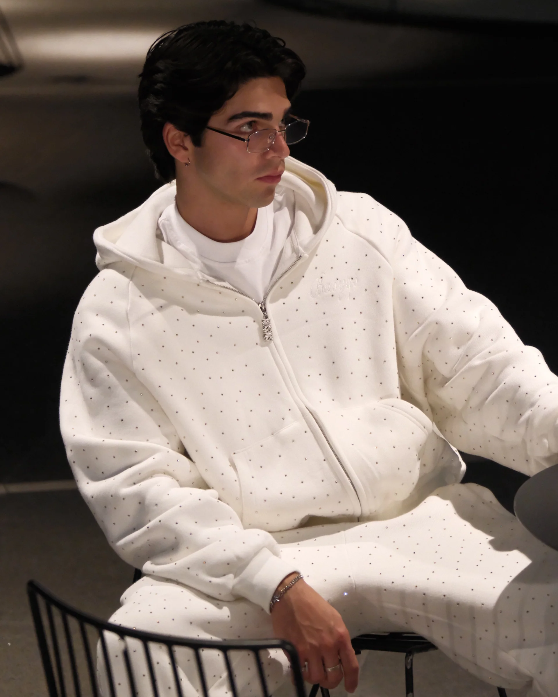RHINESTONE JACKET - OFF WHITE