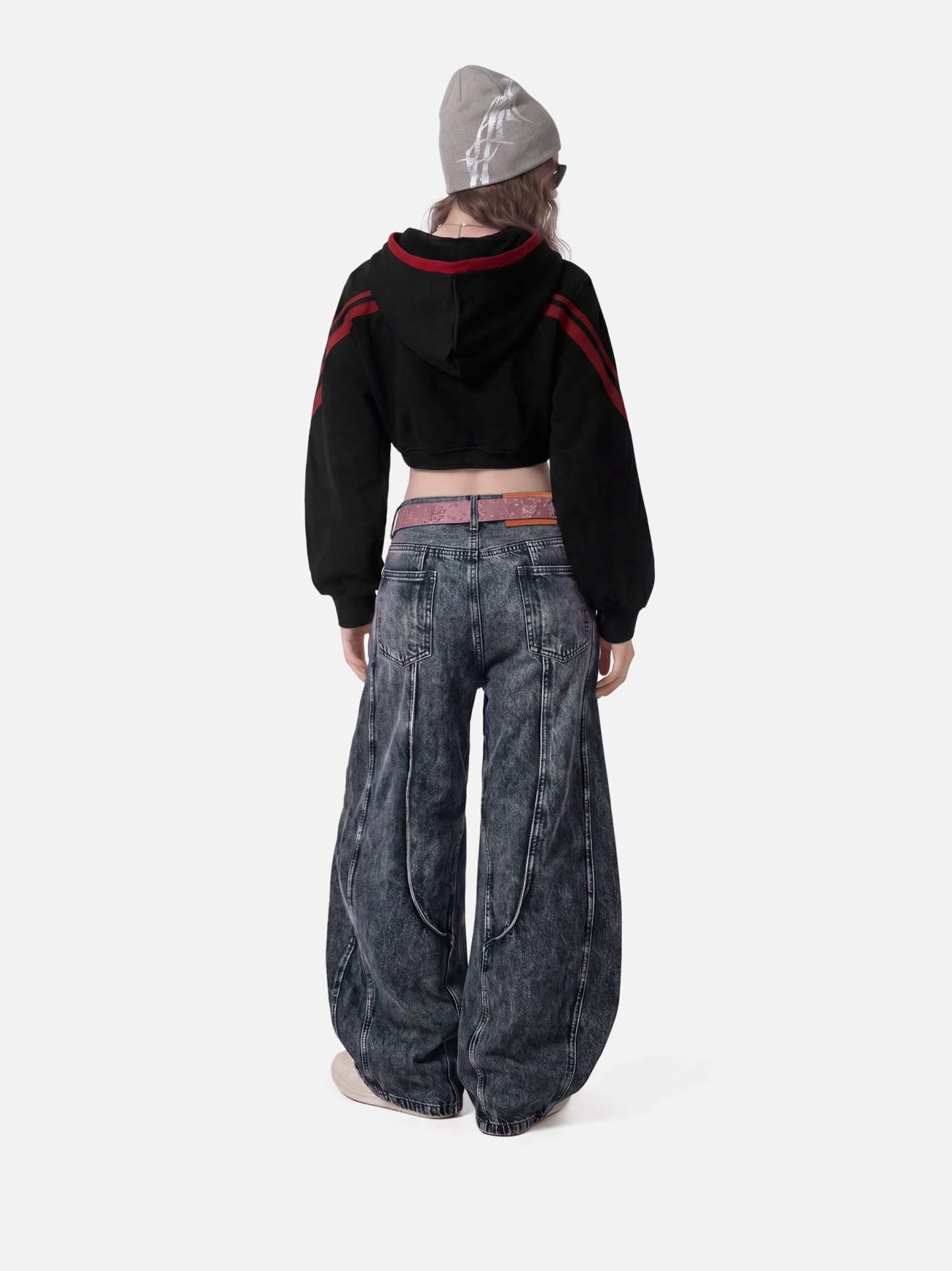Aelfric Eden Cropped Contrast Stripe Zip Up Hoodie