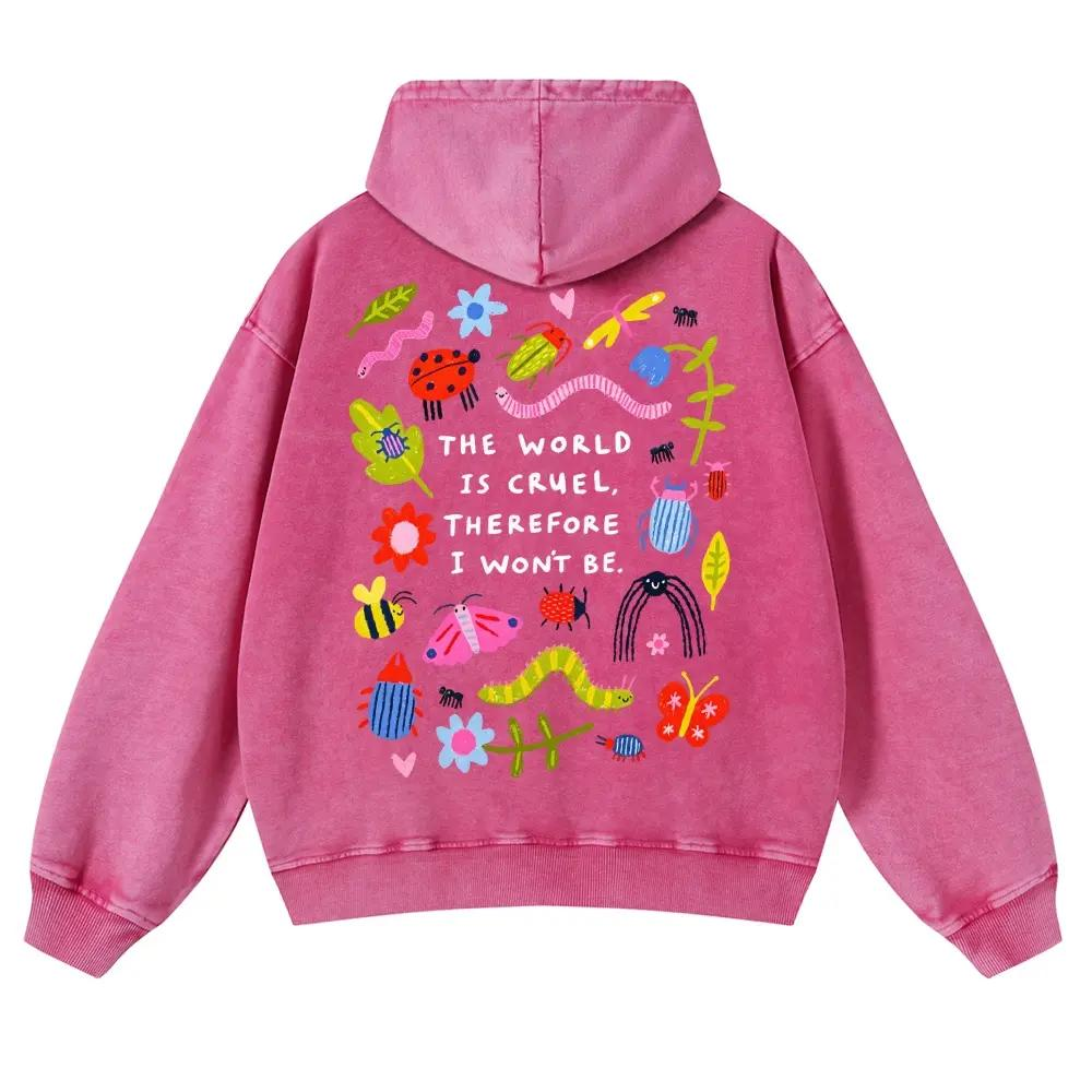 CUTE INSECT PRINT WASHED HOODIE
