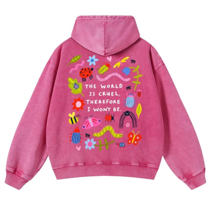CUTE INSECT PRINT WASHED HOODIE