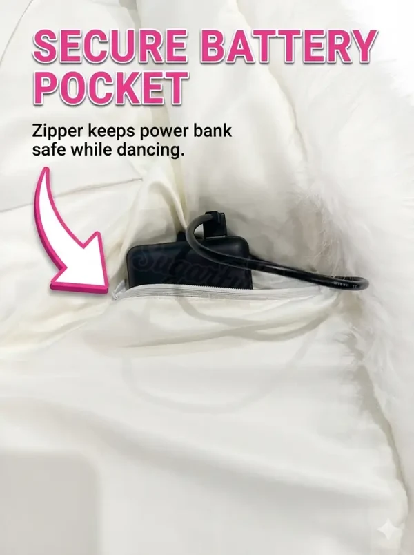 SugarFur Snow Angel LED Jacket - Mid-Length White Faux Fur