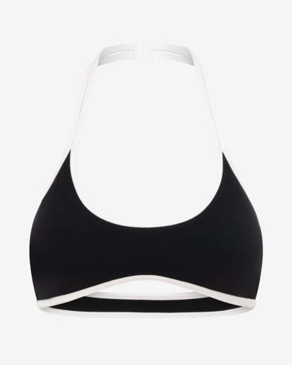 Serenity Halter Crop | Black Two Tone
