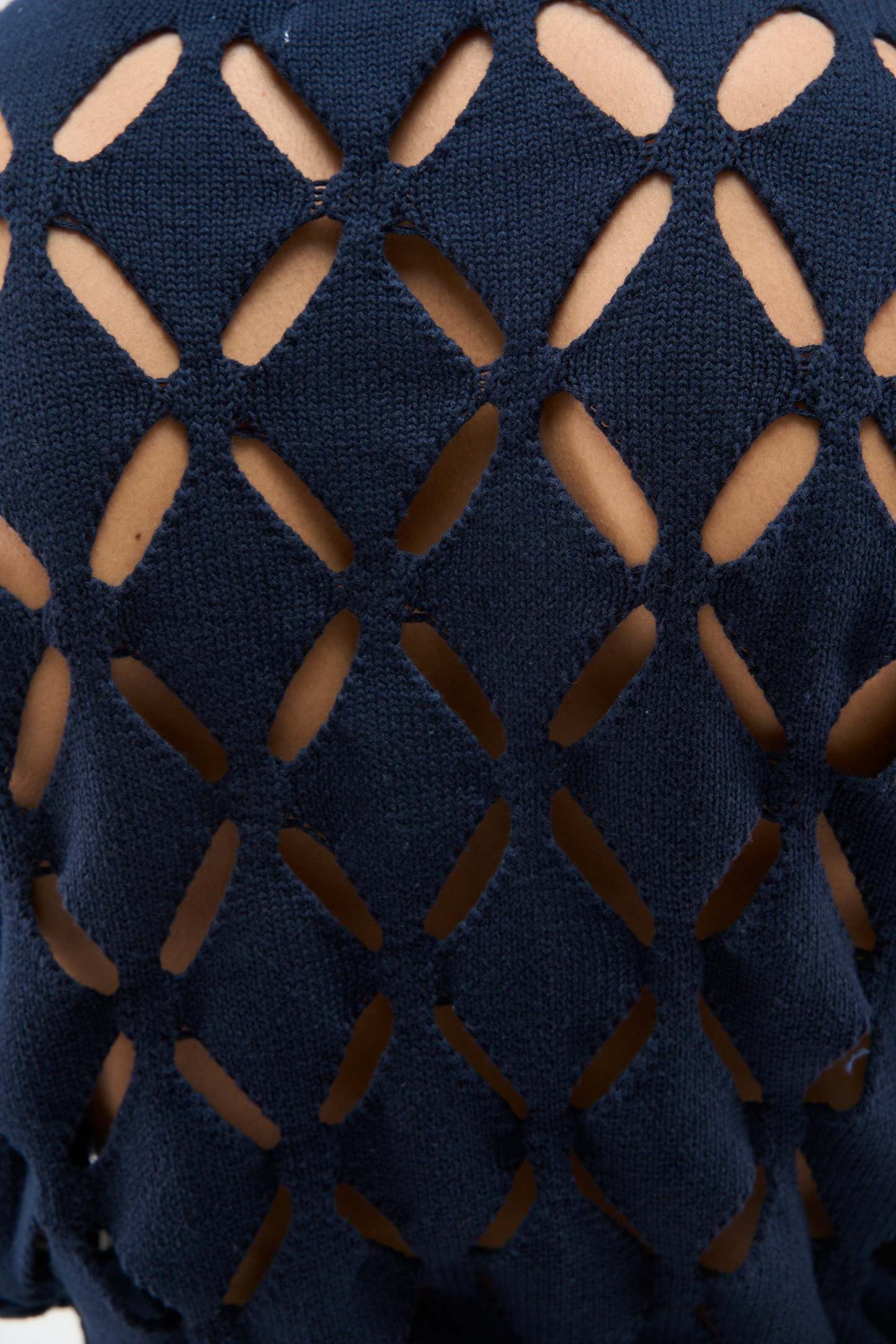 Cambodia Holes Navy Zipper Knit