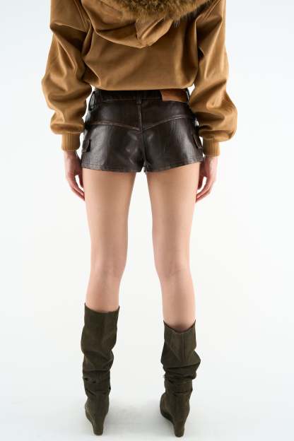 Meriem Brown Mini Shorts