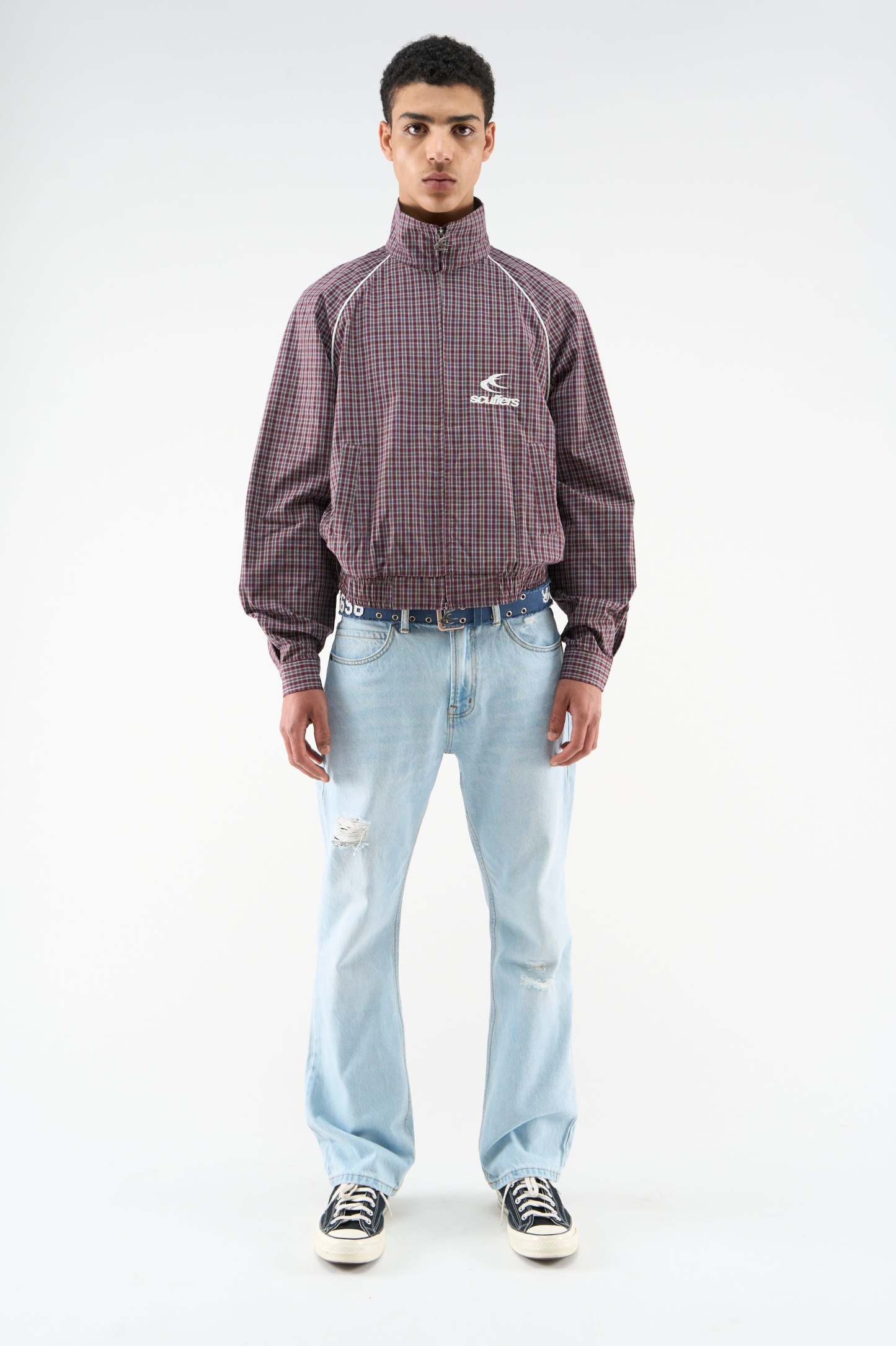 Chamise Checkered Burgundy Zipper