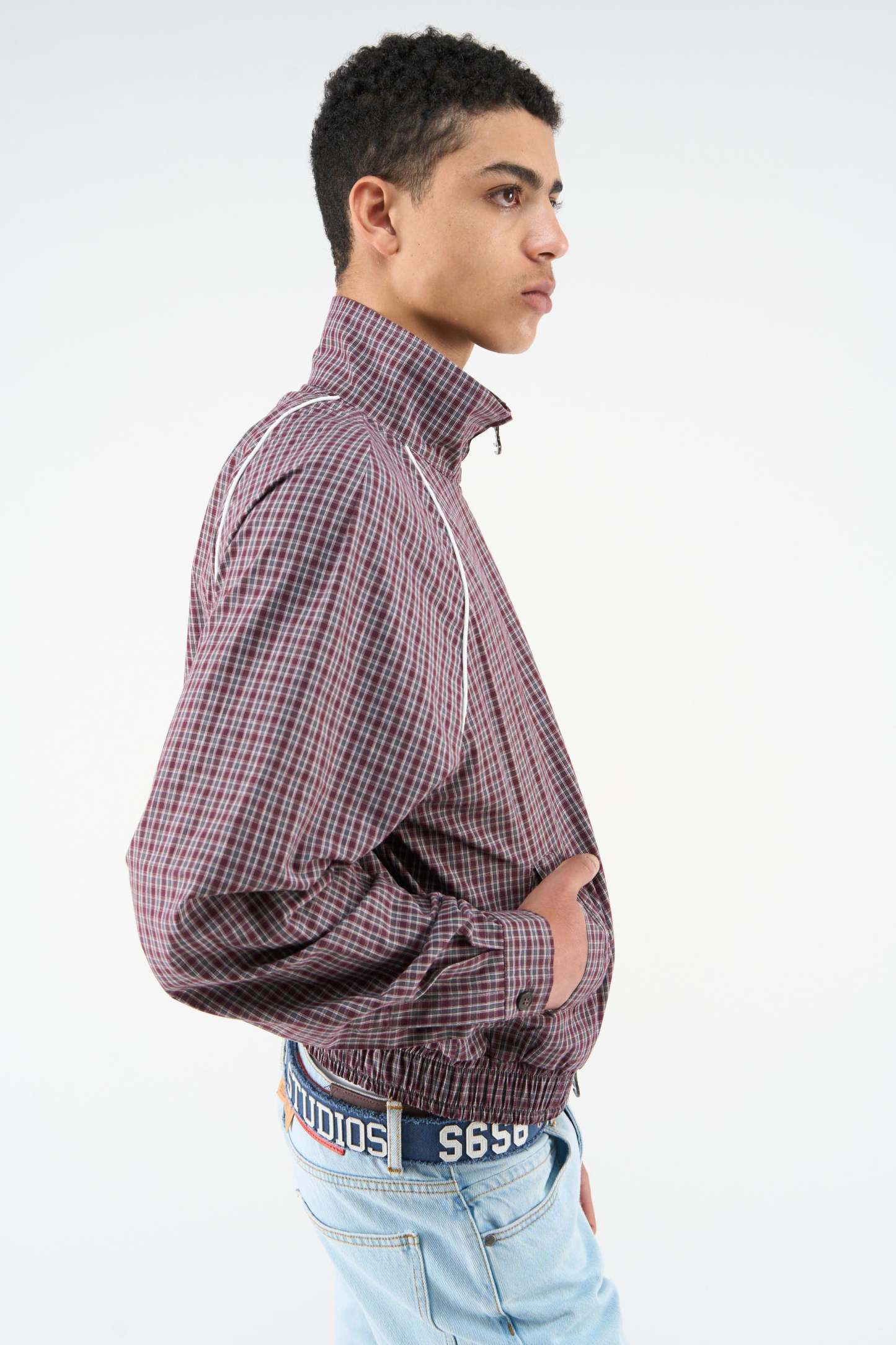 Chamise Checkered Burgundy Zipper