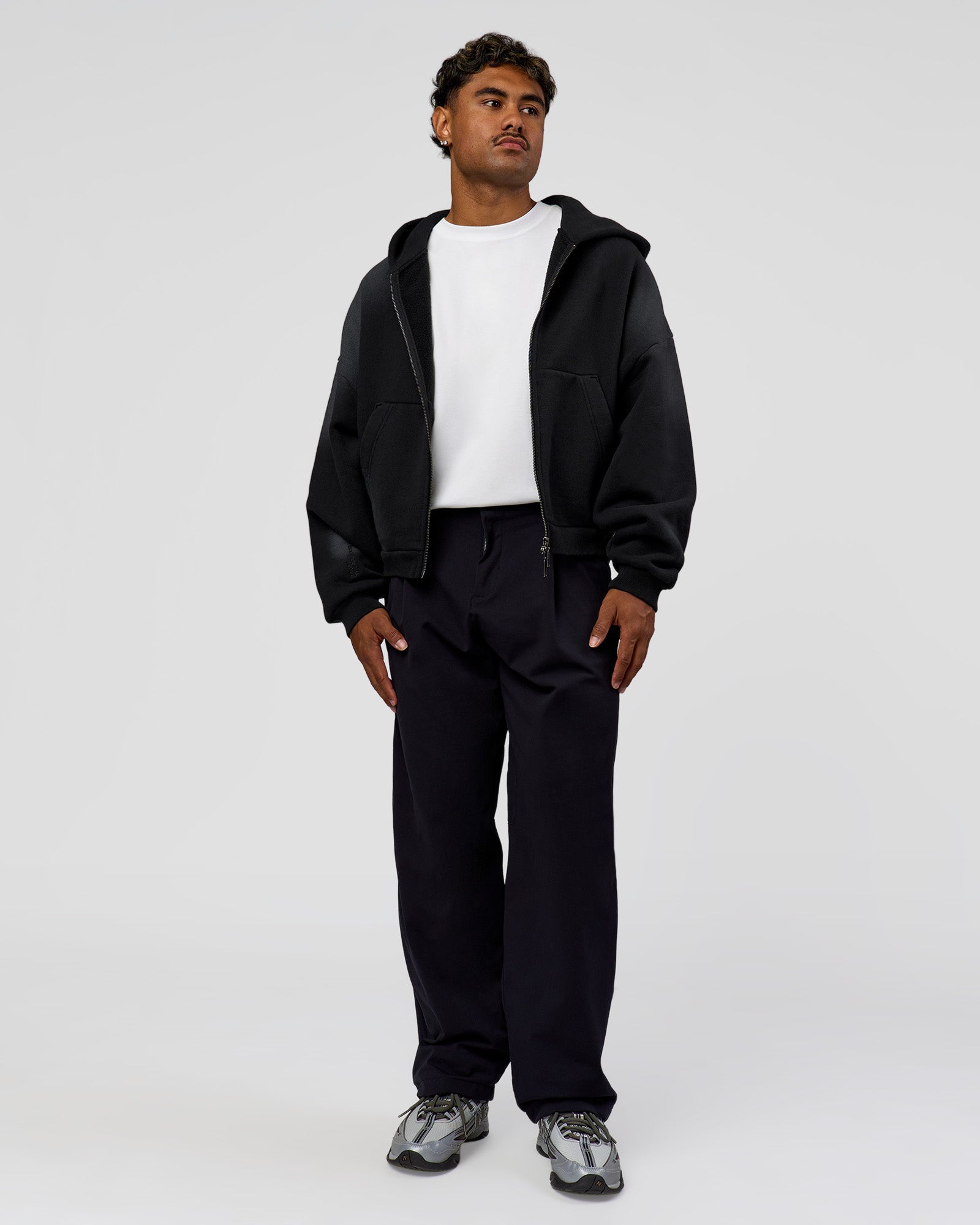 Memory In Motion Ultra Heavyweight Zip Thru Hoodie - Black Washed