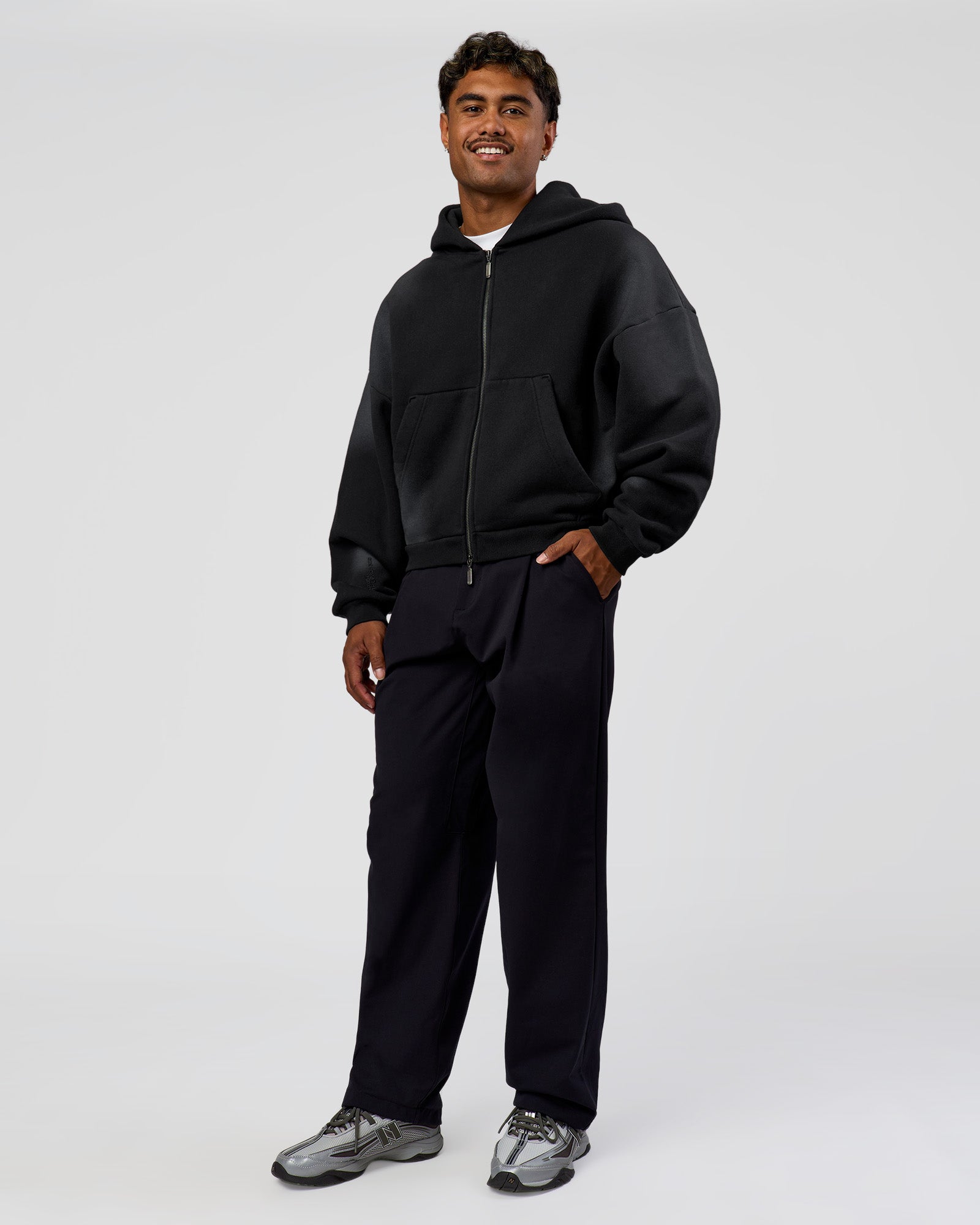 Memory In Motion Ultra Heavyweight Zip Thru Hoodie - Black Washed